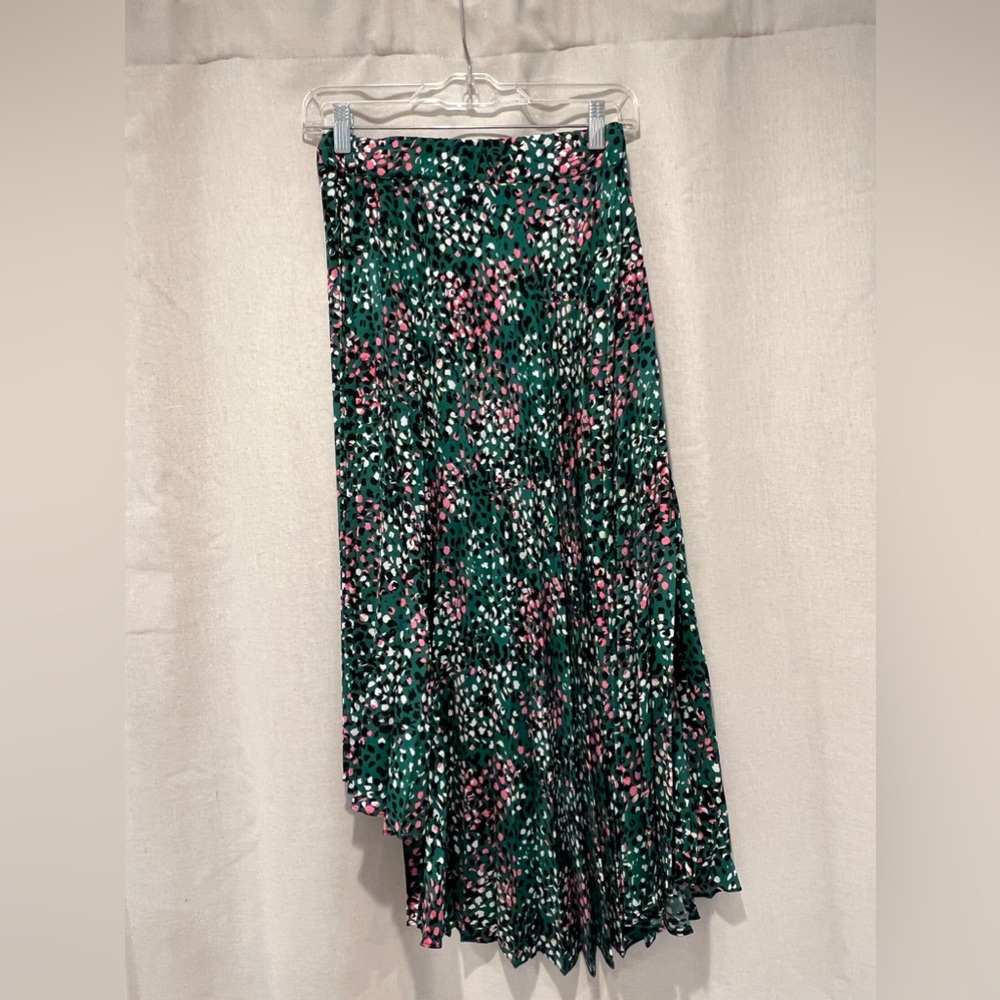 Topshop Spotted Pattern Green Asymmetrical Skirt